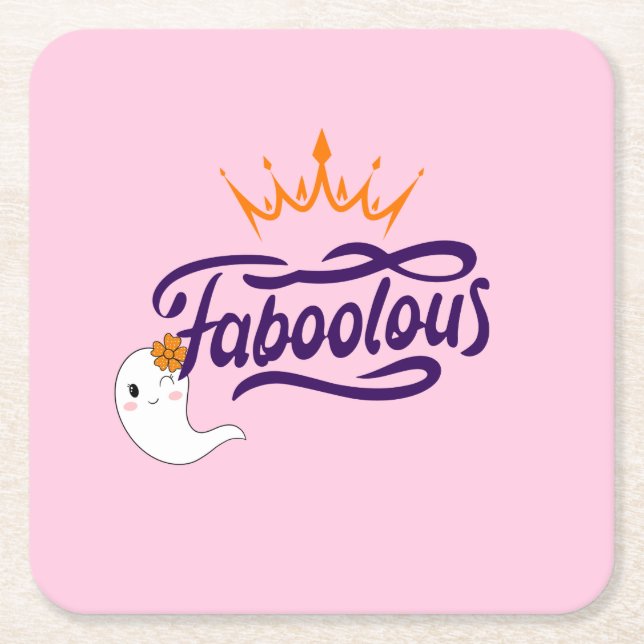 Niedliches Halloween, fabooles, Niedliches Gespens Rechteckiger Pappuntersetzer (Vorderseite)