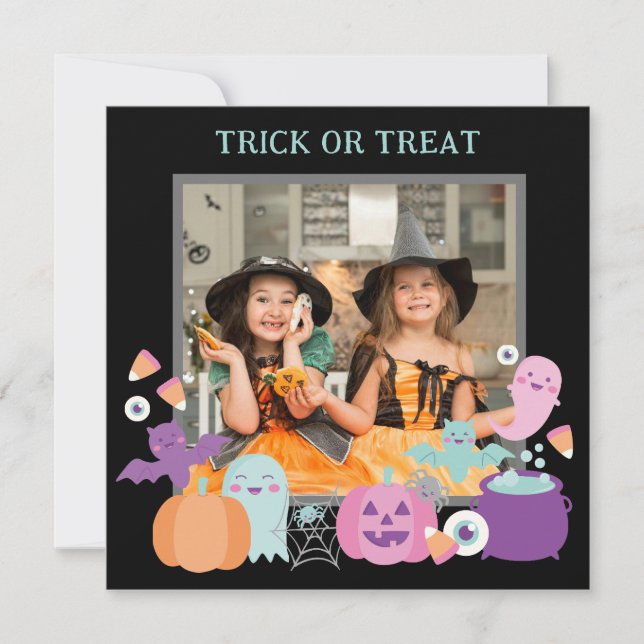 NIEDLICHES HALLOWEEN FOTO FEIERTAGSKARTE (Vorderseite)