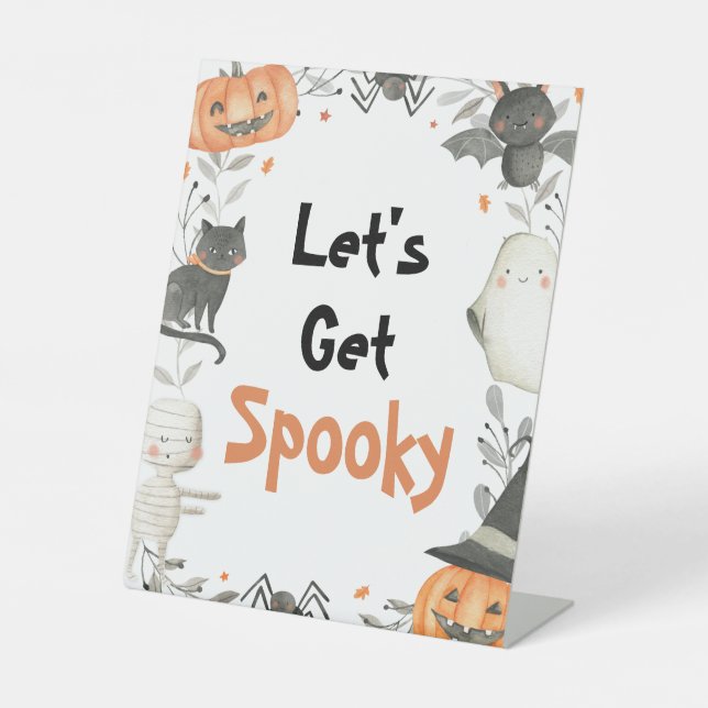 Niedliches Halloween-Gespenst Lass uns ein Spooky- Sockelschild (Vorderseite)