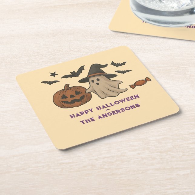 Niedliches Halloween - Gespenster, Fledermäuse & C Rechteckiger Pappuntersetzer (angewinkelt)