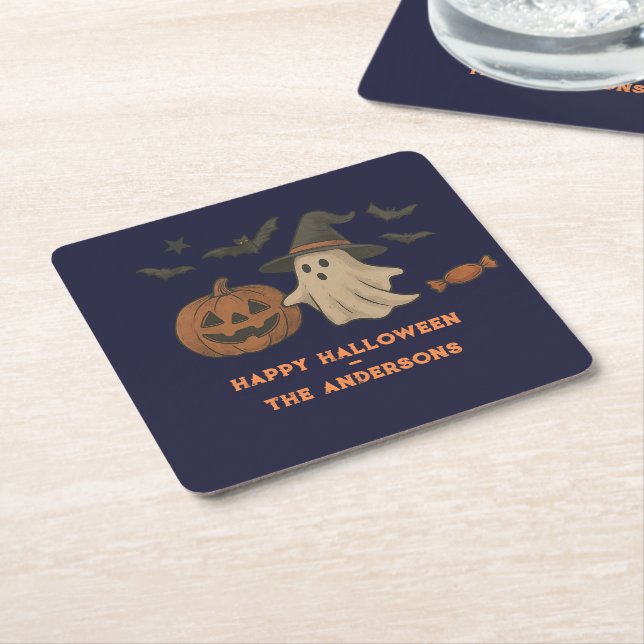 Niedliches Halloween - Gespenster, Fledermäuse & C Rechteckiger Pappuntersetzer (angewinkelt)