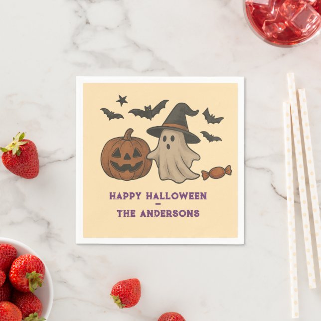 Niedliches Halloween - Gespenster, Fledermäuse & C Serviette (Beispiel)