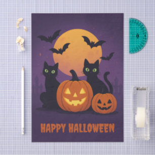 Niedliches Halloween-Gewebe - Schwarze Katzen Seidenpapier