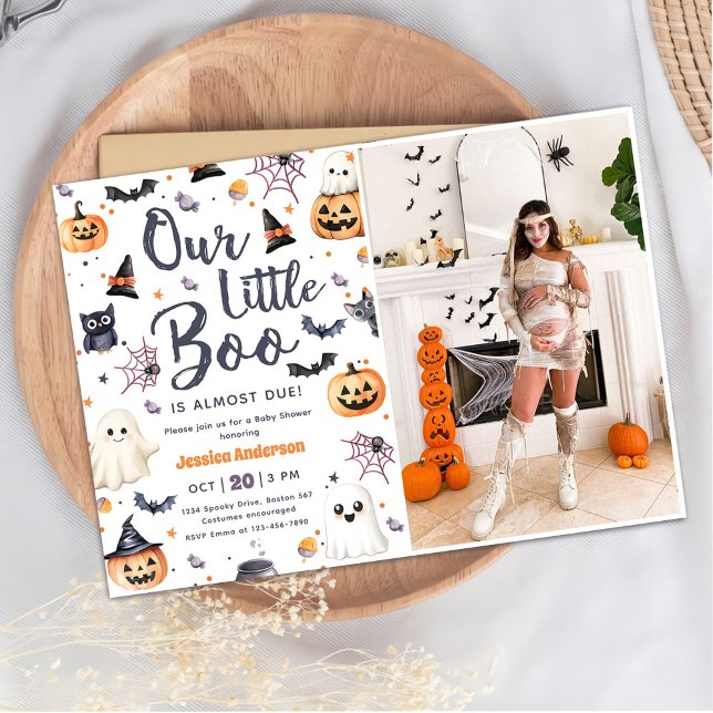 Niedliches Halloween Ghost Baby Dusche Party Foto Einladung (Von Creator hochgeladen)