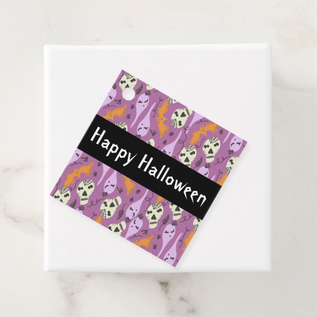 Niedliches Halloween-Ghost-Bat-Skull-Doodle-Muster Geschenkanhänger (Beispiel)
