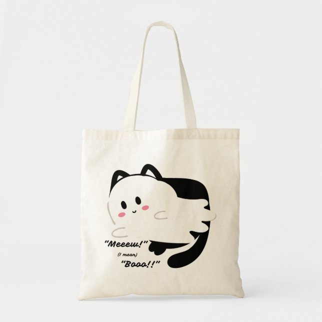 Niedliches Halloween Ghost Black Cat Boo Tragetasche (Vorne)