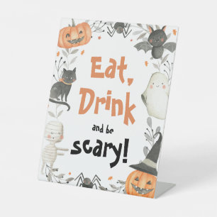 Niedliches Halloween Ghost Eat Drink Beängstigende Sockelschild