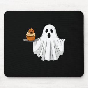 Niedliches Halloween Ghost Holding Pumpkin Cupcake Mousepad