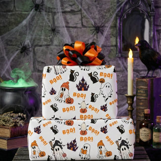 Niedliches Halloween Ghost Pattern - Spooky Black Geschenkpapier