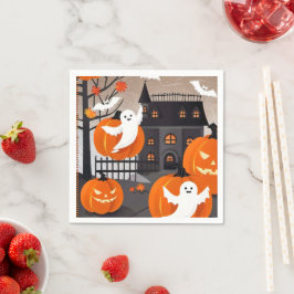 Niedliches Halloween Ghost & Pumpkin Party-Dekor Serviette