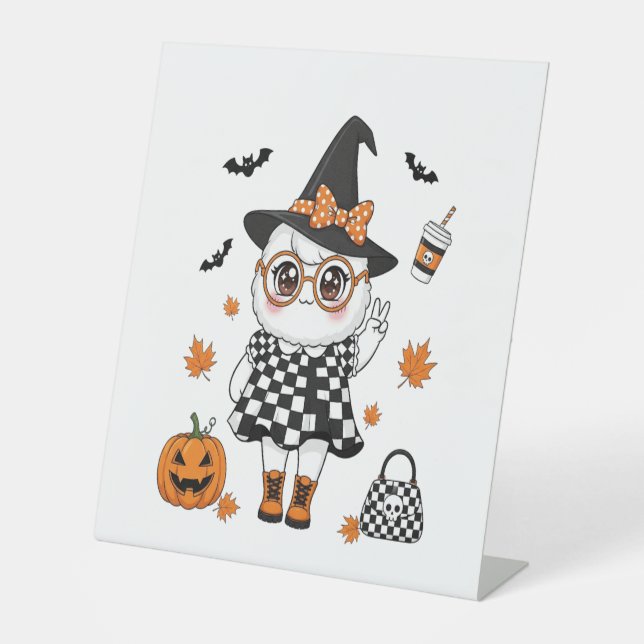 Niedliches Halloween-Ghost Sockelschild (Vorderseite)