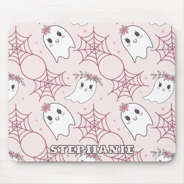 Niedliches Halloween Ghost & Spiderweb Muster (2) Mousepad (Vorne)