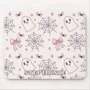 Niedliches Halloween Ghost & Spiderweb Muster Mousepad