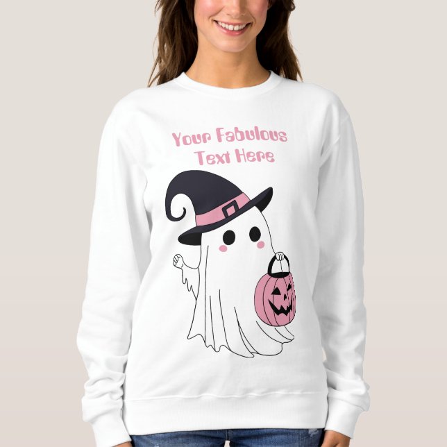 Niedliches Halloween-Ghost Sweatshirt (Vorderseite)