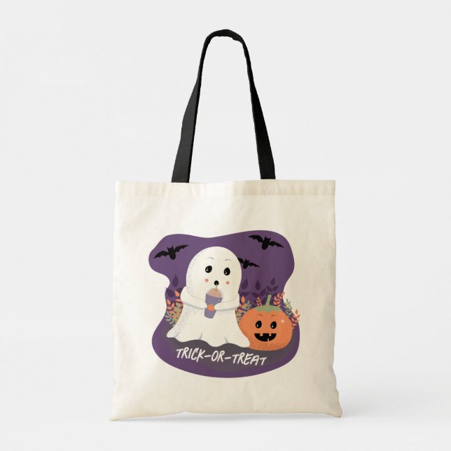 Niedliches Halloween Ghost Trick-oder-Leckerei Tot Tragetasche (Rückseite)