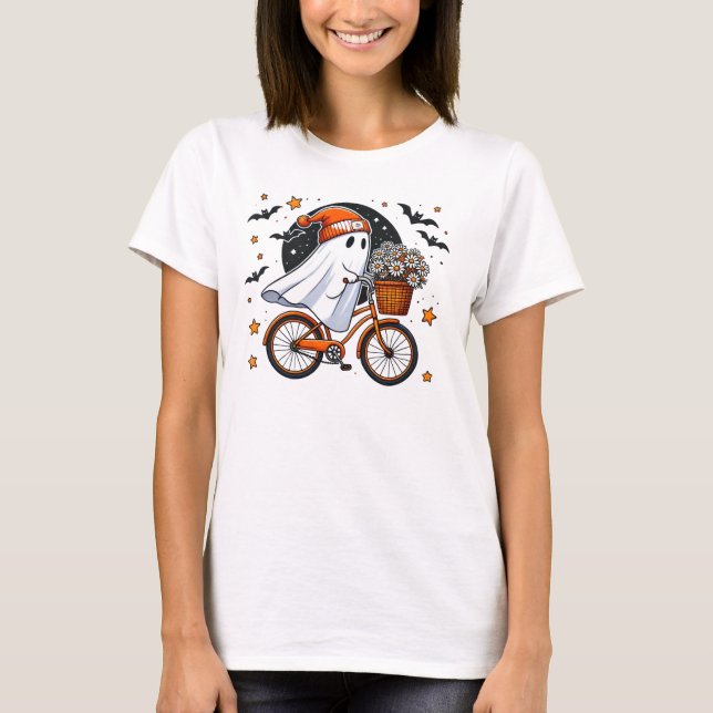 Niedliches Halloween Ghost Womens Halloween T-Shirt (Vorderseite)