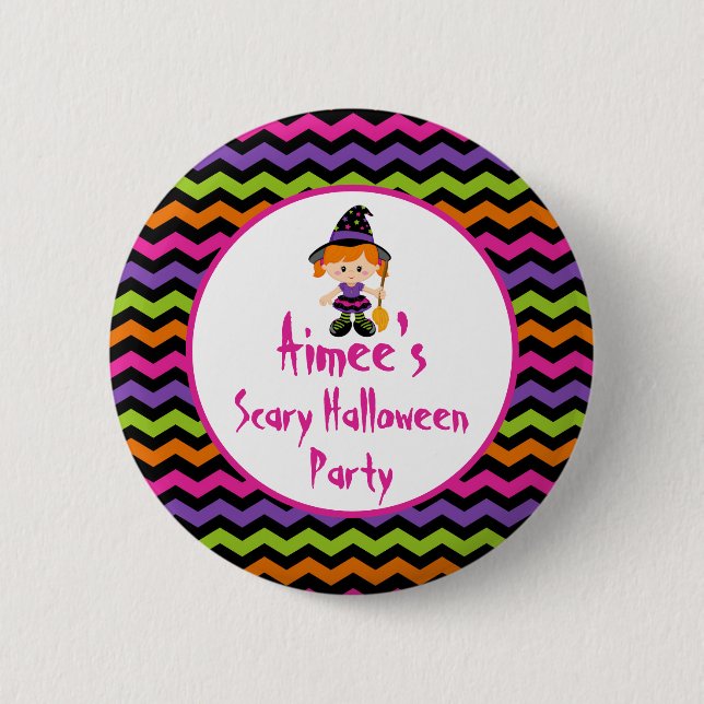 Niedliches Halloween-Girl-Halloween-Party Button (Vorderseite)