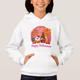 Niedliches Halloween Gnome und Geist mit Text Girl Hoodie