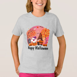 Niedliches Halloween Gnome und Geist mit Text Girl T-Shirt