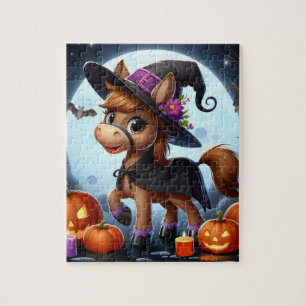 Niedliches Halloween-/Herbstpferd, Fledermaus und 