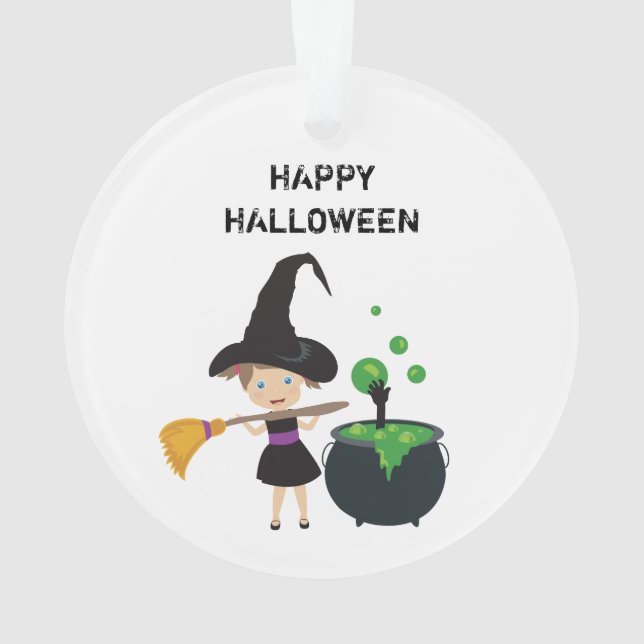 Niedliches Halloween Hexenhappy Halloween Ornament (Rückseite)