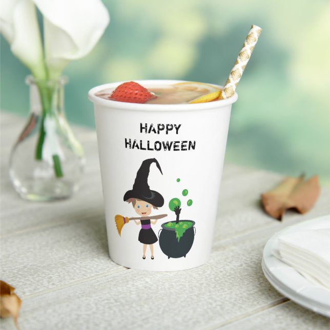 Niedliches Halloween Hexenhappy Halloween Pappbecher (In Situ)