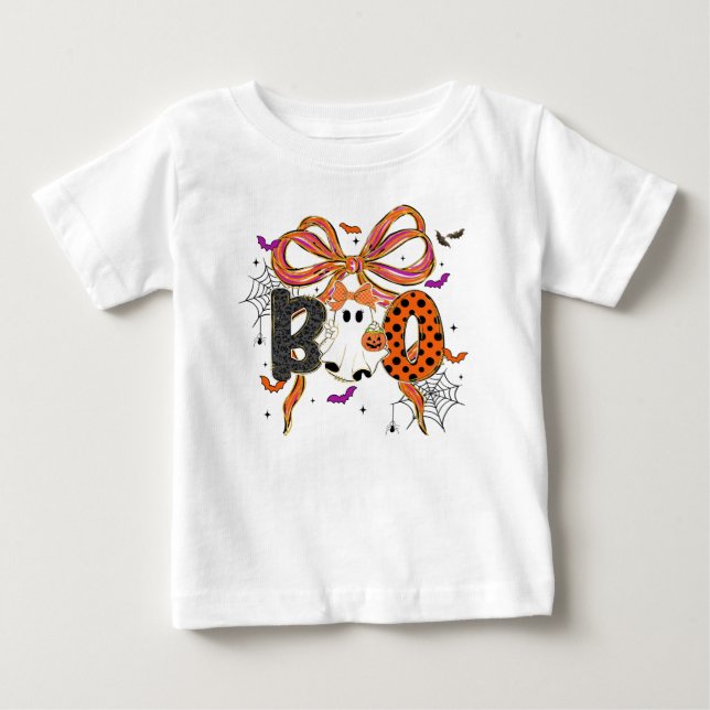 Niedliches Halloween-Hut, Kürbiskins und Black Cat Baby T-shirt (Vorderseite)