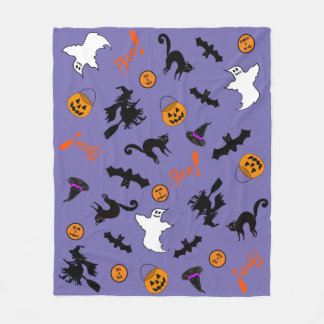 Niedliches Halloween Icon Lila Fleece Blanket