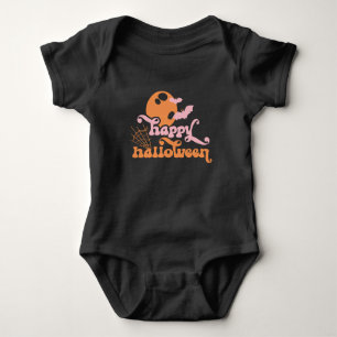 Niedliches Halloween in Rosa und Orange Baby Strampler