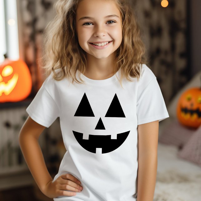 Niedliches Halloween-Jack-O-Lantern-Gesicht T-Shirt (Cute Halloween Happy Jack-O-Lantern Face T-Shirt)