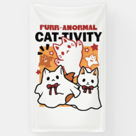 Niedliches Halloween-Katzen-Design im puranormalen Banner