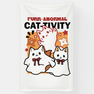 Niedliches Halloween-Katzen-Design im puranormalen Banner
