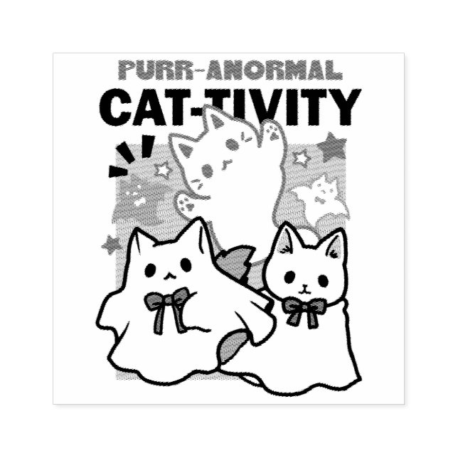 Niedliches Halloween-Katzen-Design im puranormalen Gummistempel (Prägung)