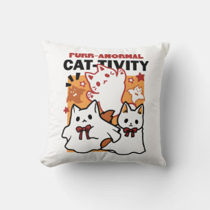 Niedliches Halloween-Katzen-Design im puranormalen Kissen