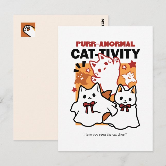 Niedliches Halloween-Katzen-Design im puranormalen Postkarte (Vorne/Hinten)