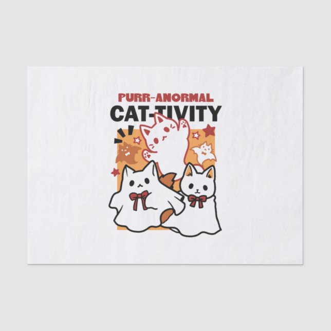 Niedliches Halloween-Katzen-Design im puranormalen Seidenpapier (Vorderseite)