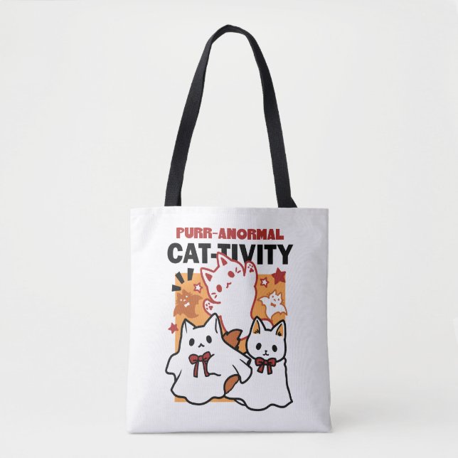 Niedliches Halloween-Katzen-Design im puranormalen Tasche (Vorderseite)