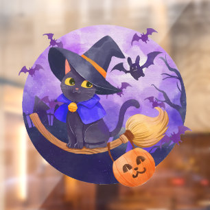 Niedliches Halloween-Katzenjammer Fensteraufkleber