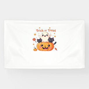 Niedliches Halloween - Kawaii Ghost und Black Cats Banner