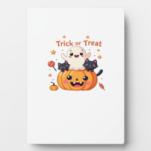 Niedliches Halloween - Kawaii Ghost und Black Cats Fotoplatte