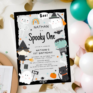 Niedliches Halloween Kids 1. Geburtstag Einladung