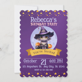 Niedliches Halloween Kids Halloween-Party Black Ca Einladung