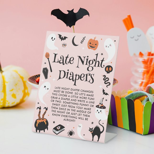 Niedliches Halloween-Kinderduschenspiel Spätnachts Sockelschild (Von Creator hochgeladen)