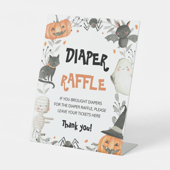 Niedliches Halloween-Kinderduschtenabwaschzeichen Sockelschild (Vorderseite)