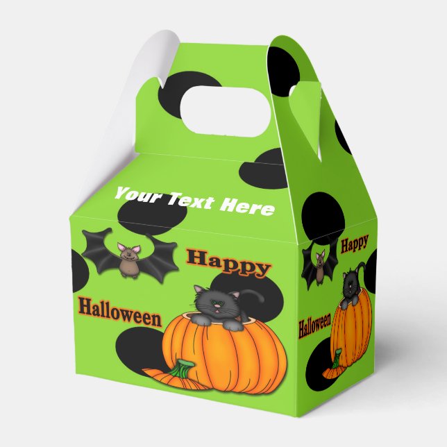 Niedliches Halloween Kitten, Bat Gable Gefallen Bo Geschenkschachtel (Vorderseite)