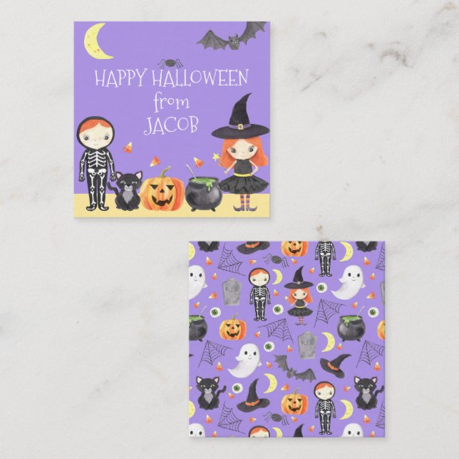 Niedliches Halloween-Kostüm Kindergeschenk Mitteilungskarte (Vorne/Hinten)