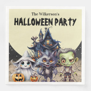 Niedliches Halloween-Kostüm-Party und Spuk Haus Serviette