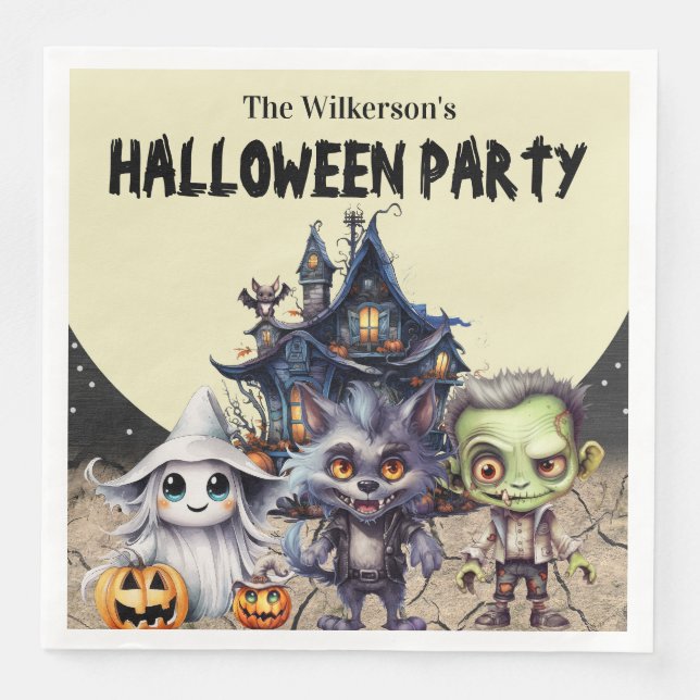 Niedliches Halloween-Kostüm-Party und Spuk Haus Serviette (Vorderseite)
