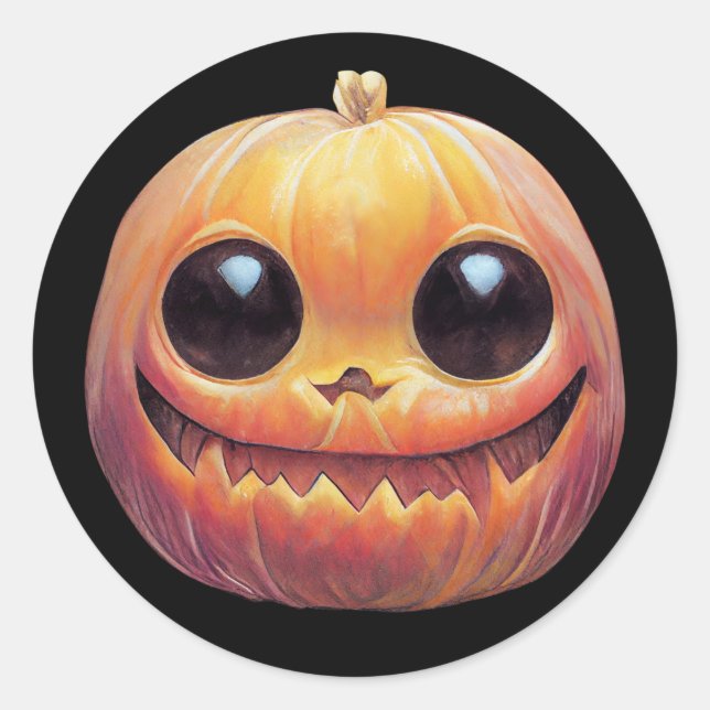 Niedliches Halloween-Kürbisgefecht Runder Aufkleber (Vorderseite)