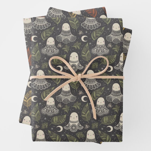 Niedliches Halloween Lace Ghosts Set von drei Geschenkpapier Set (Beispiel)